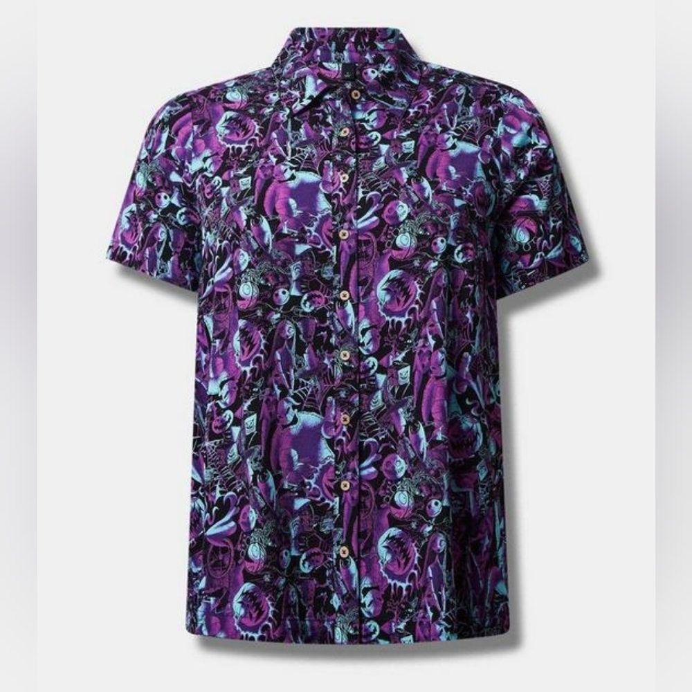 NWT Torrid Disney Nightmare Before Christmas Lenny Button Down Blouse
